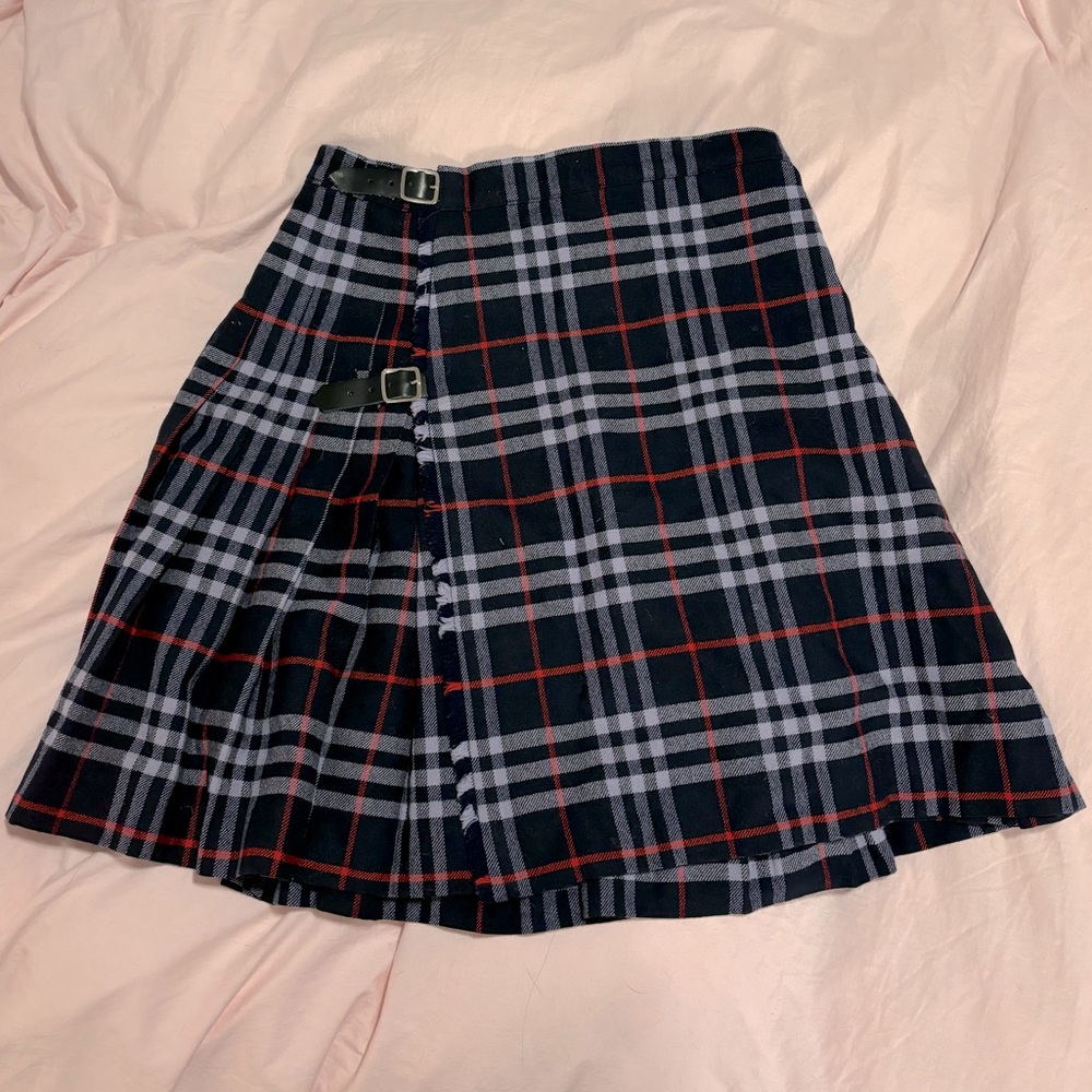 Burberry London plaid wool skirt